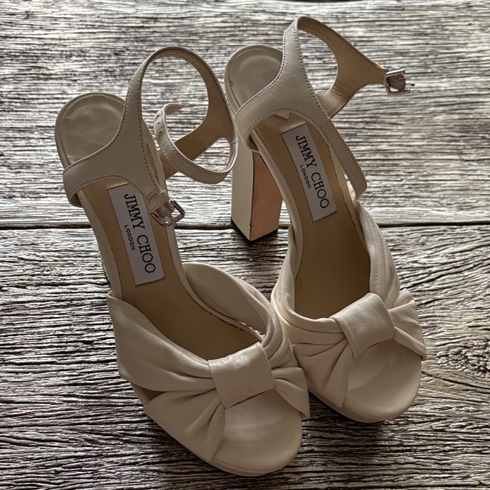 Jimmy Choo Ivory Bow Heels